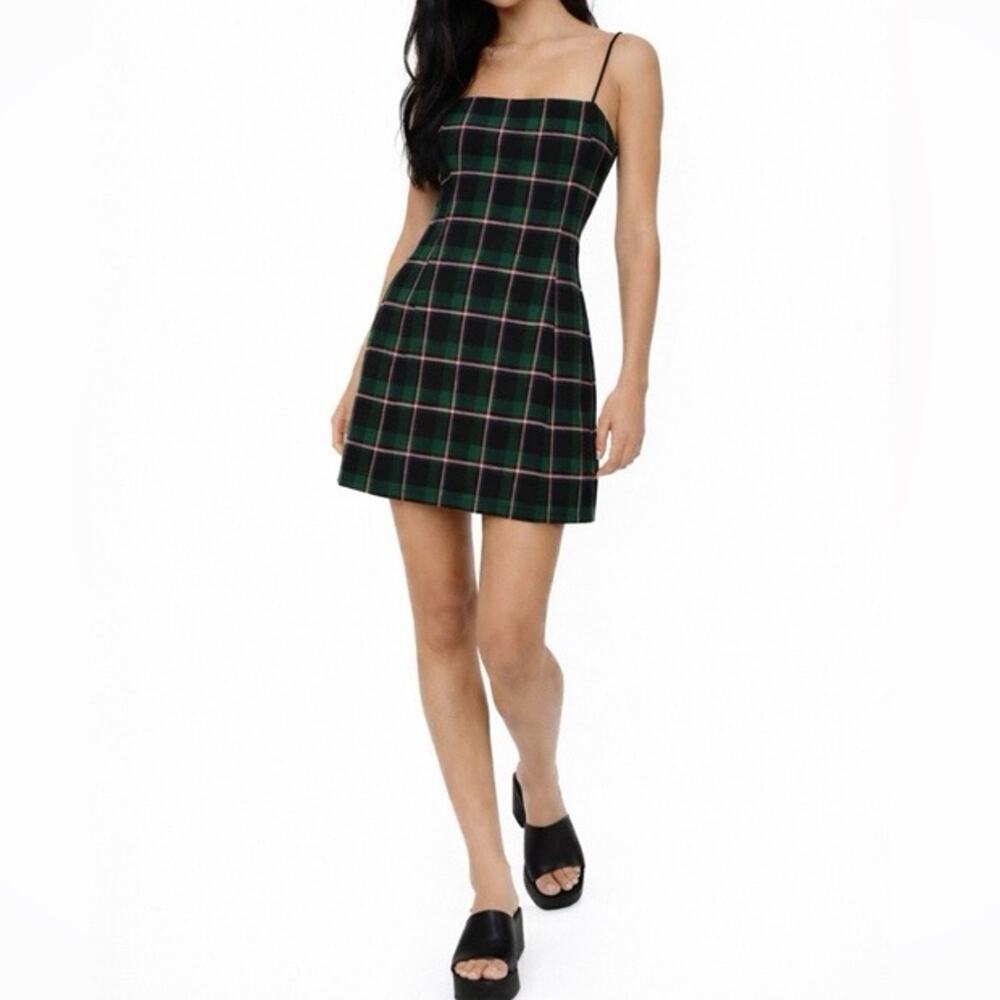 Urban Outfitters Plaid Mini Dress Green Pink Size Small